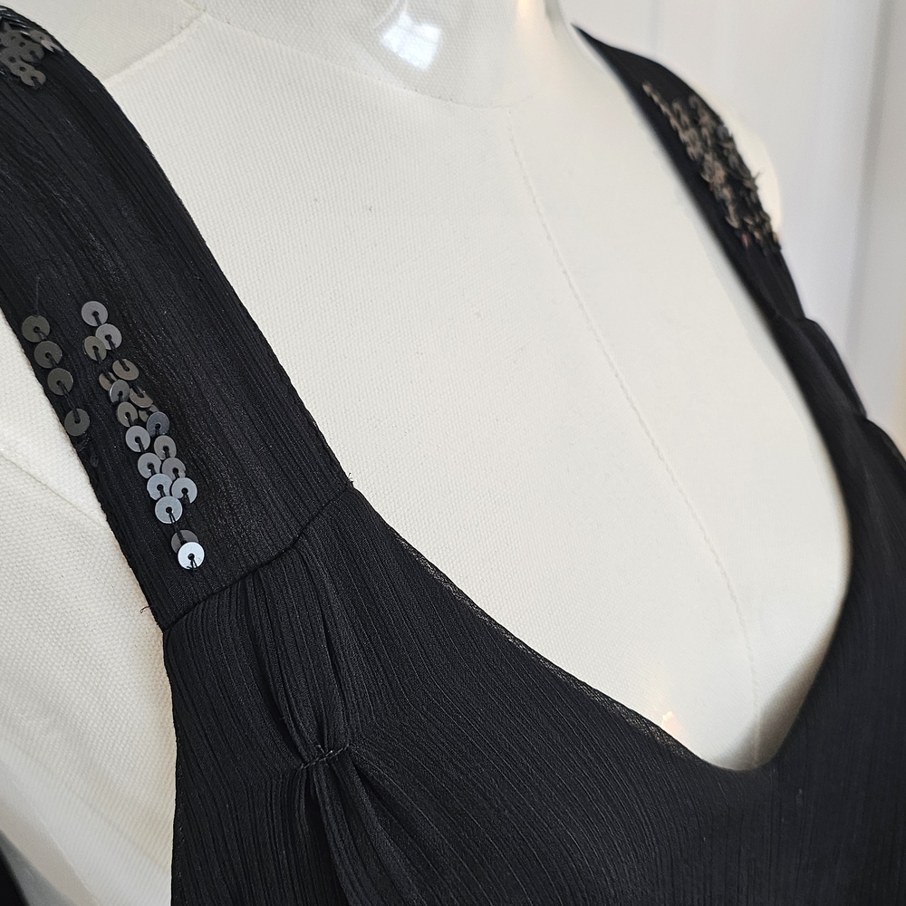 Little Black Sleeveless Dress with Sequin Detail